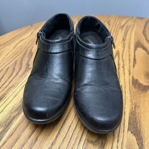 Easy Street Womens Quality Clog Shoes Black Zipper Cuban Heels Comfort 9.5M